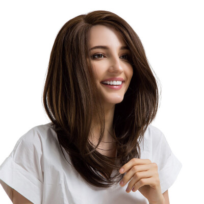 

〖Follure〗Ladies Daily Straight Light Brown Side Parting Front Lace Wigs With Bangs