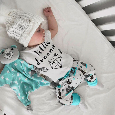 

2PC Newborn Infant Baby Girls Letter Printing Top T-shirt Pants Clothes Set