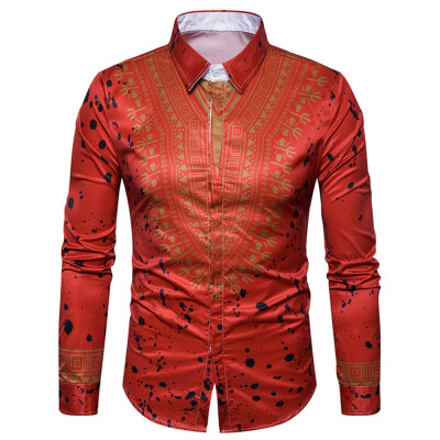 

Ethnic Geometric Splatter Paint Print Shirt