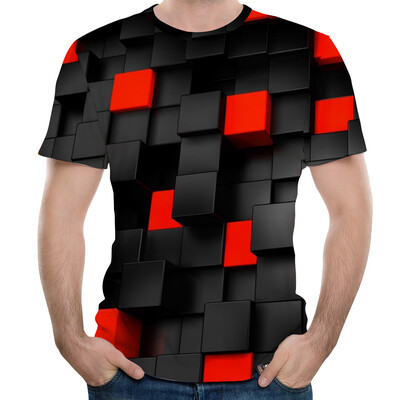 

New Fashion Concave&Convex Lattice 3D Printed Men\s Short Sleeve T-shirt