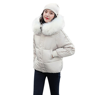 

Toponeto Ladies Quilted Padded Puffer Bubble Fur Collar Warm Thick Womens Jacket Coat