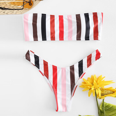 

Roseonmyhand Women Sexy Stripe Swimsuit Bikini Bathing Bra Push-Up Beachwear Suit