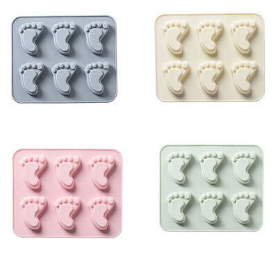 

6 Holes Foot Print Shaped Silice Gel Mould Heat Resistant Mold Tray Baking Tools Cake Fondant Gadgets