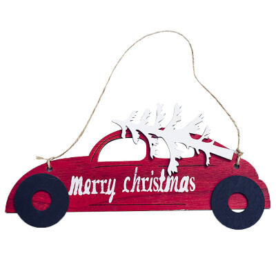 

Toponeto Car shape Pattern Wooden Sleds Boots Christmas Xmas Tree Hanging Pendant Beige