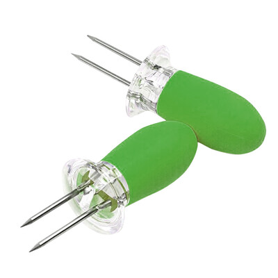 

Toponeto 1 Pair Stainless Steel Corn Barbecue Accessories Grill Tools BBQ Food Skewers