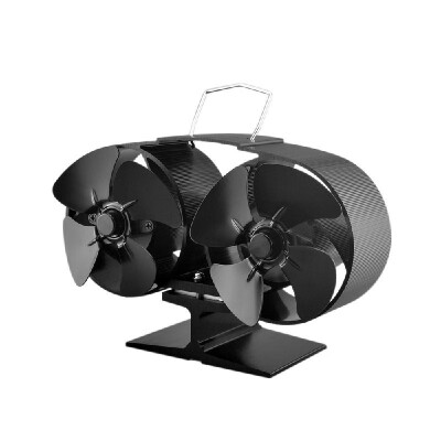 

8 Blade Twin Motor Heat Powered Eco Fireplace Fan Fuel Cost Saving Aluminum Black for Wood Gas Coal Pellet Log Heaters