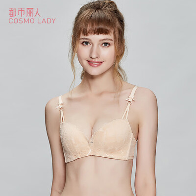 

Urban beauty bra 19 new products without steel ring small peace of mind sexy bow lace gathered bra 2B9505 powder 3270B cup