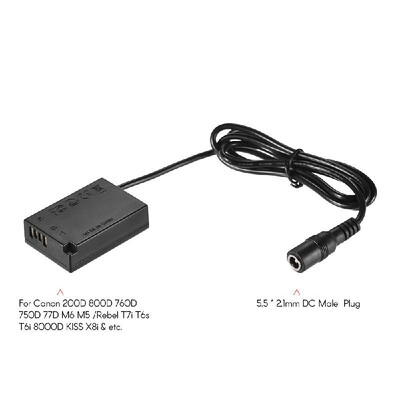 

Andoer DR-E18 LP-E17 Dummy Battery Pack Coupler Adapter with DC Male Connector for Canon 200D 800D 760D 750D 77D M6 M5 Rebel T7i