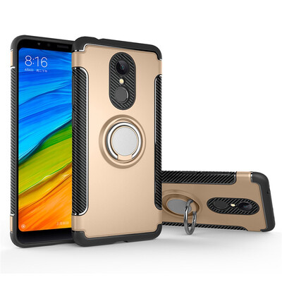 

Back Cover For Xiaomi Redmi 5 5Plus Case Car Holder Stand Hard PC Silicon Ring Suction Bracket Celulars