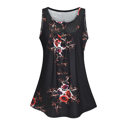 

Womens Ladies Sleeveless Vest Tank Tops Summer Floral Blouse Casual Tee Shirt