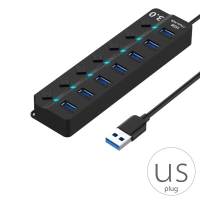 

7 Port USB 30 Hub 5Gbps High Speed OnOff Switches AC Power Adapter for Tablet Laptop Computer