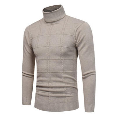 

NEW Winter Men Slim Warm Cotton High Neck Pullover Jumper Sweater Top Turtleneck