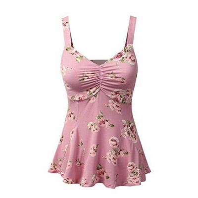 

Plus Size Summer Women Sexy Sleeveless Sling Vest Tank Top Blouse Floral T-Shirt