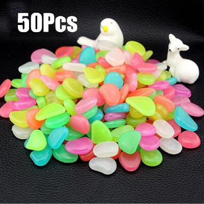 

50pcs Glow in the Dark Garden Pebbles for Walkways Aquarium Decor Plants Luminous Stones