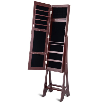 

Standing Mirror Jewelry Cabinet -Brown