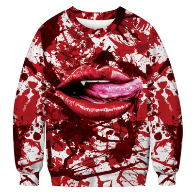 

Toponeto Mens Casual Scary Halloween 3D Print Party Long Sleeve Hoodie Top Blouse