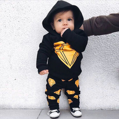 

Newborn Baby Boys Toddler Hooded Tops Long Pants Outfits Set Clothes 70