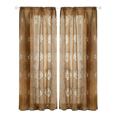 

Totem Cut Flower Bubble Print Window Blinds Drapes Half Blackout Curtains