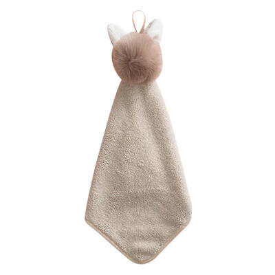 

Cute Rabbit Ears Coral Velvet Hand Towel Absorbent Hanging Cloth Dishcloth