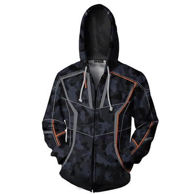 

2019 New Men Fashion Casual 3D Printed Halloween Cosplay Zipper Hoodies Coat Long Sleeve Hooded Zipper Pocket Sweatshirts Tops