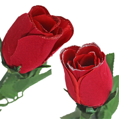 

Valentine Day Single Wrapped Artificial Red Rose with Glitter