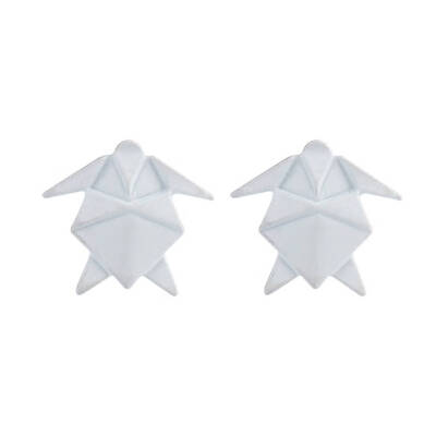 

1 Pair Women White Folded Pattern Earrings Female Metal Piercing Jewelry Daily Party Ear Studs