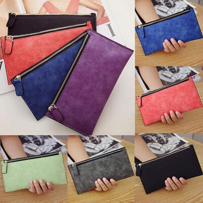 

Women Men Zipper PU Leather Clutch Coin Phone Bag Long Purse Wallet Card Holder