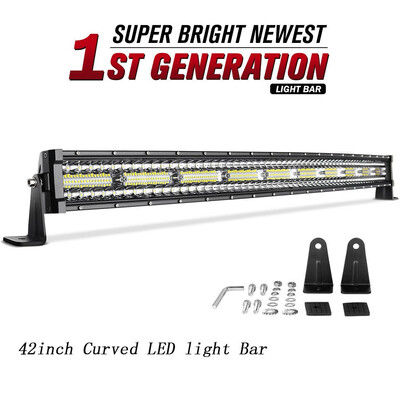 

42 inch 1050W Curved LED Light Bar 3 TRI-ROW Combo Off-road Driving Work MPV 42