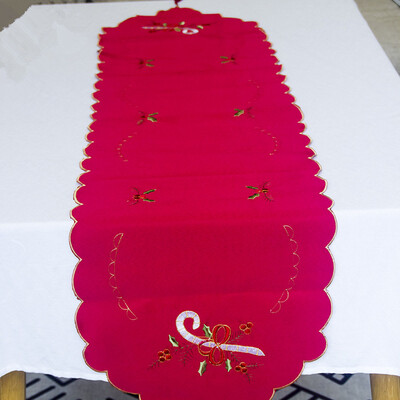 

Toponeto Christmas Embroidery Fabric Table Flag Tablecloths Party Decoration Creative