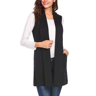 

Toponeto Women Casual Sleeveless Cape Shawl Pocket Draped Open Front Cardigan Vest Coat