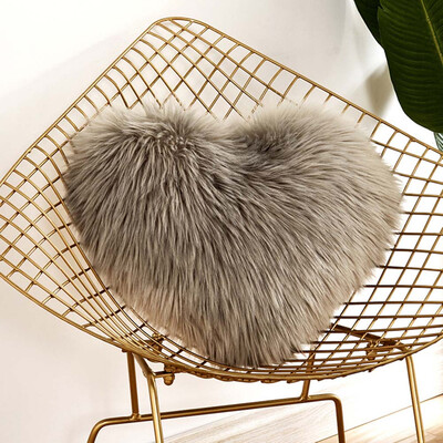 

Heart Shape Fluffy Faux Fur Plush Soft Sofa Chair Bed Room Decor Pillow Case Cushion Cover