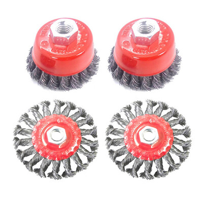 

2pcs Wire Brush2pcs Flat Twisting Wheels For Angle Grinder Rust Remove