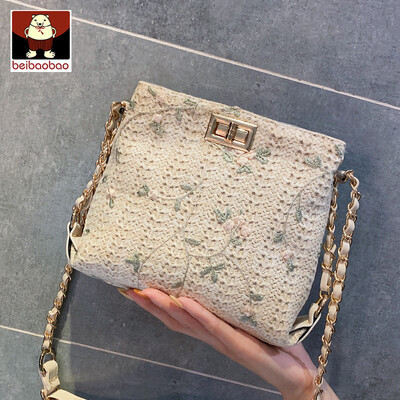 

New womens bag 2019 new summer leisure chain single shoulder bag straw woven 100 lap oblique satchel bag