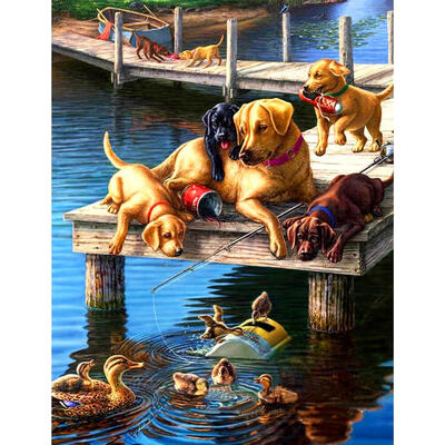 

5D DIY Full Drill Diamond Painting Dogs Ducks Cross Stitch Embroidery Kit