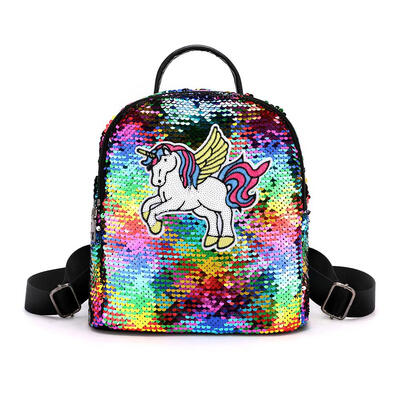 

Glitter Sequins Backpack Girls Cartoon Cute Travel Colorful Shoulder Bags