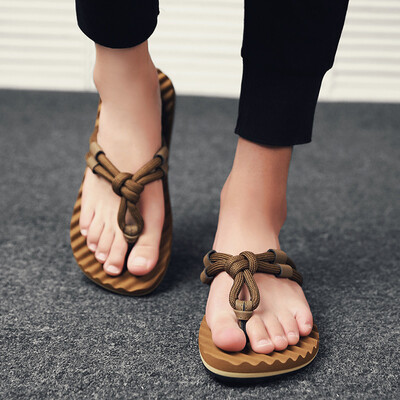 

Rose Men Summer Beach Sandals Flat Shoes Sandal Hombre Sewing shoes Flip Flops Shoes
