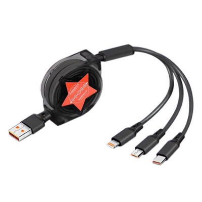 

Universal 3-in-1 USB To Micro USB 8 Pin Lightning Type-C Charging Cable Telescopic Data Cord For IPhone Android Phones