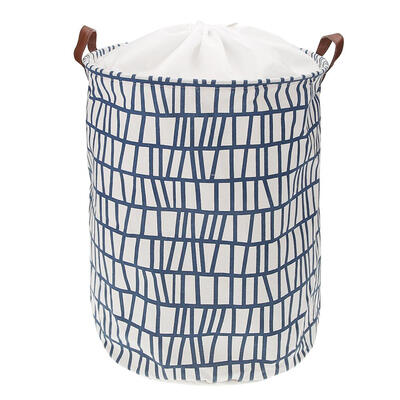 

Folding Geometry Drawstring Canvas Laundry Basket Clothes Toys Large Bucket