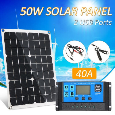 

DC 5V DC 18V 50W Dual Output Solar Panel with 2 USB Interface Car Charger IP65 Water Resistance Portable Completed Accessories f