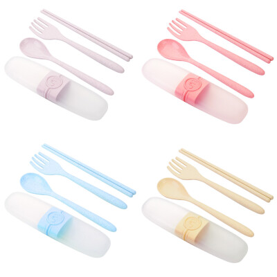 

3PCsSet Wheat Straw Cutlery Dinnerware Mini Outdoors Portable Travel Candy Color Tableware Student Kids Kitchen Tool