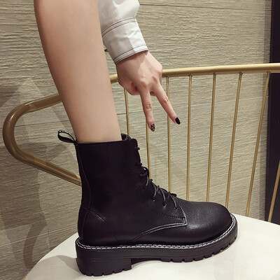 

European&American handsome martin boots female English style new autumn personality Joker street style short boots