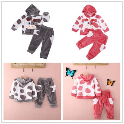 

Kid Baby Toddler Newborn Hoodie Pants Cattle Cow Cartoon Cute Set Suit Outfit