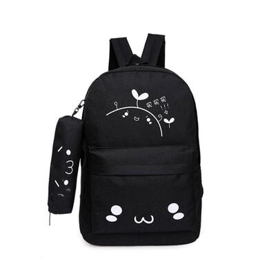 

Casual Cartoon Canvas Backpack Large Capacity Girls Students School Bags Send Pencil Bag