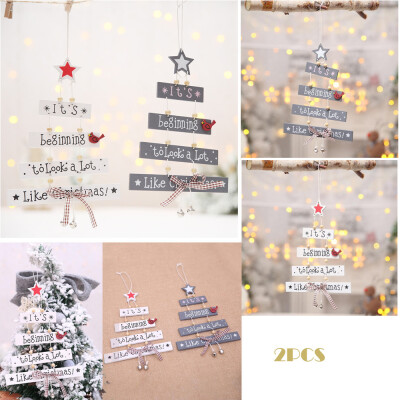 

〖Follure〗Christmas Colorful Wooden Pendant Door Decorations Hanging Party Decor Ornaments