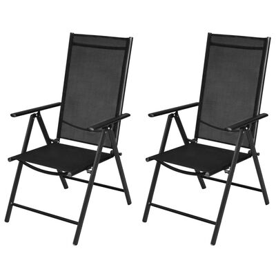 

Folding Garden Chairs 2 pcs Aluminium&Textilene Black