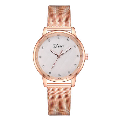 

DISU Stainless Steel Luxury fashion casual gold women watches bracelet Womens Roman Numerals Faux Leather Analog Quartz Watch