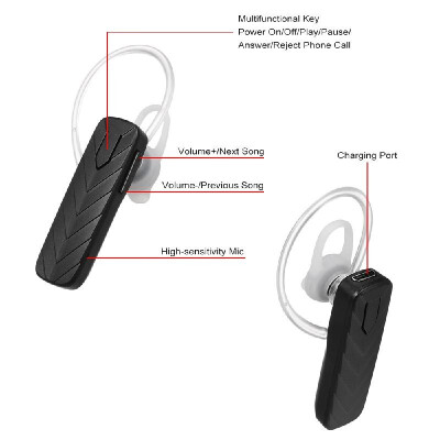

AL2 Wireless Bluetooth Headphone Single-ear Business Headset Ear Hook with Mic Ear Hook
