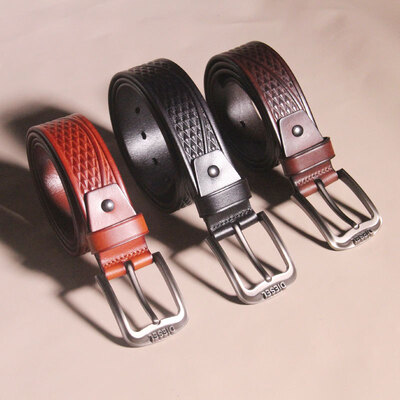 

Vintage suede leather mens belt pin buckle belt support pattern
