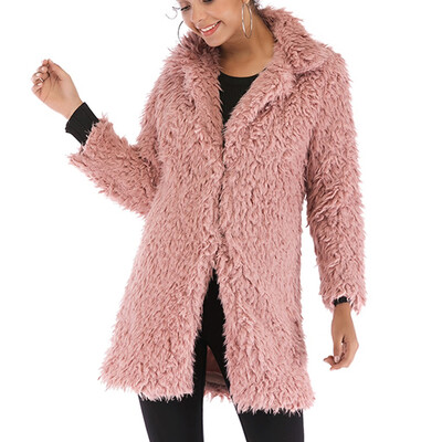

Tailored Fashion Women Casual Loose Long Sleeve Solid Color Plush Tops Coat