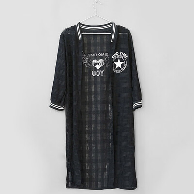 

Womens Sun Protection Casual Loose Three Quarter Sleeve Summer Cardigan Blouse Shirt Tops Hollow Out Cover Up